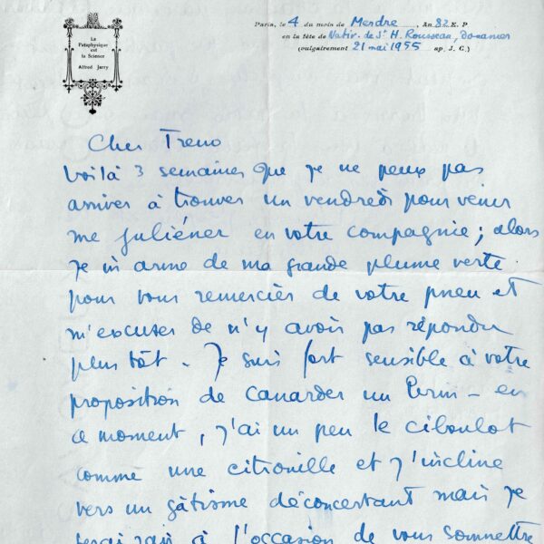 Boris VIAN écrit au Canard enchaîné après le scandale du "Déserteur".