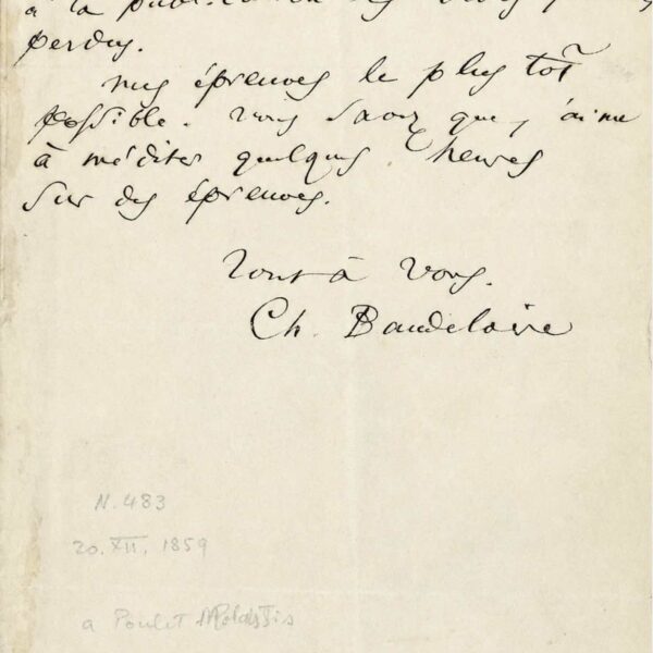 Charles BAUDELAIRE se lance dans la correction de ses épreuves sur l'opium.