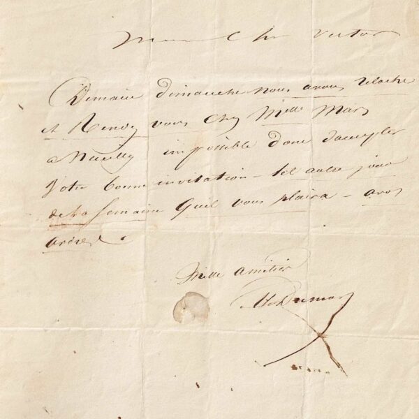 Alexandre DUMAS se tient aux ordres de son ami Victor HUGO. 1836.