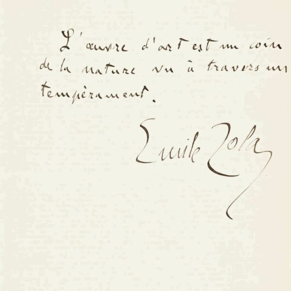 Émile Zola definisce l'opera d'arte secondo la sua visione naturalistica.