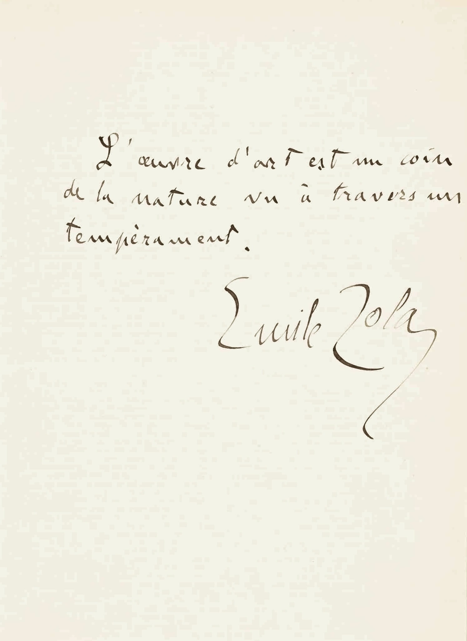 Émile ZOLA définit l'oeuvre d'art selon sa vision naturaliste.