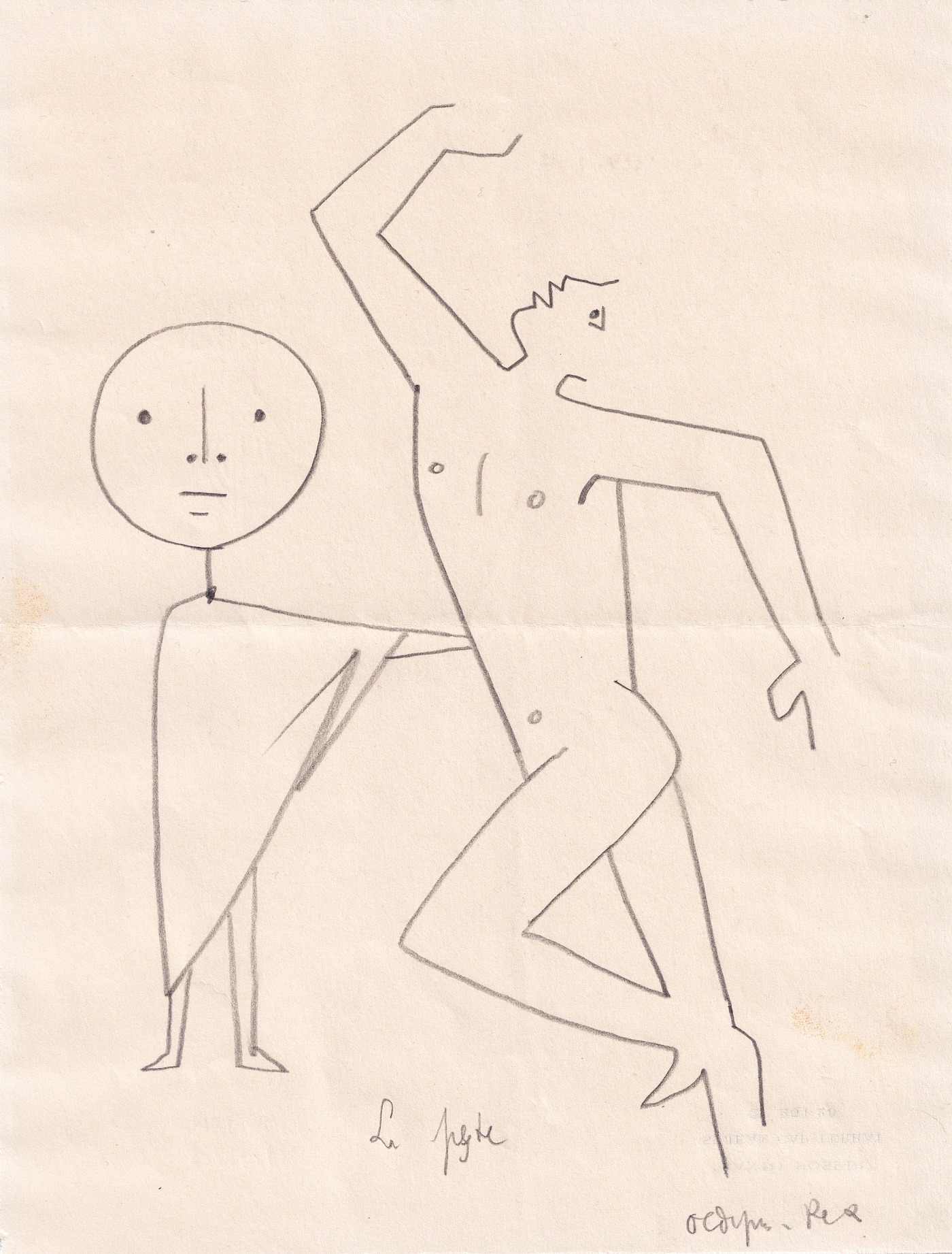 Jean Cocteau - Dibujo original – "La peste de Edipo Rey"