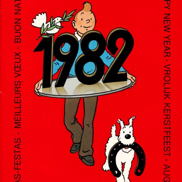 HERGÉ - Carte de voeux signée et photographie originale argentique.