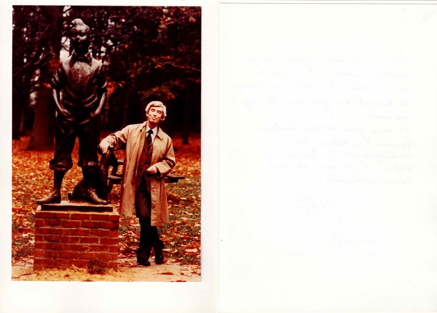 HERGÉ - Signed greeting card and original silver gelatin photograph. – Image 4