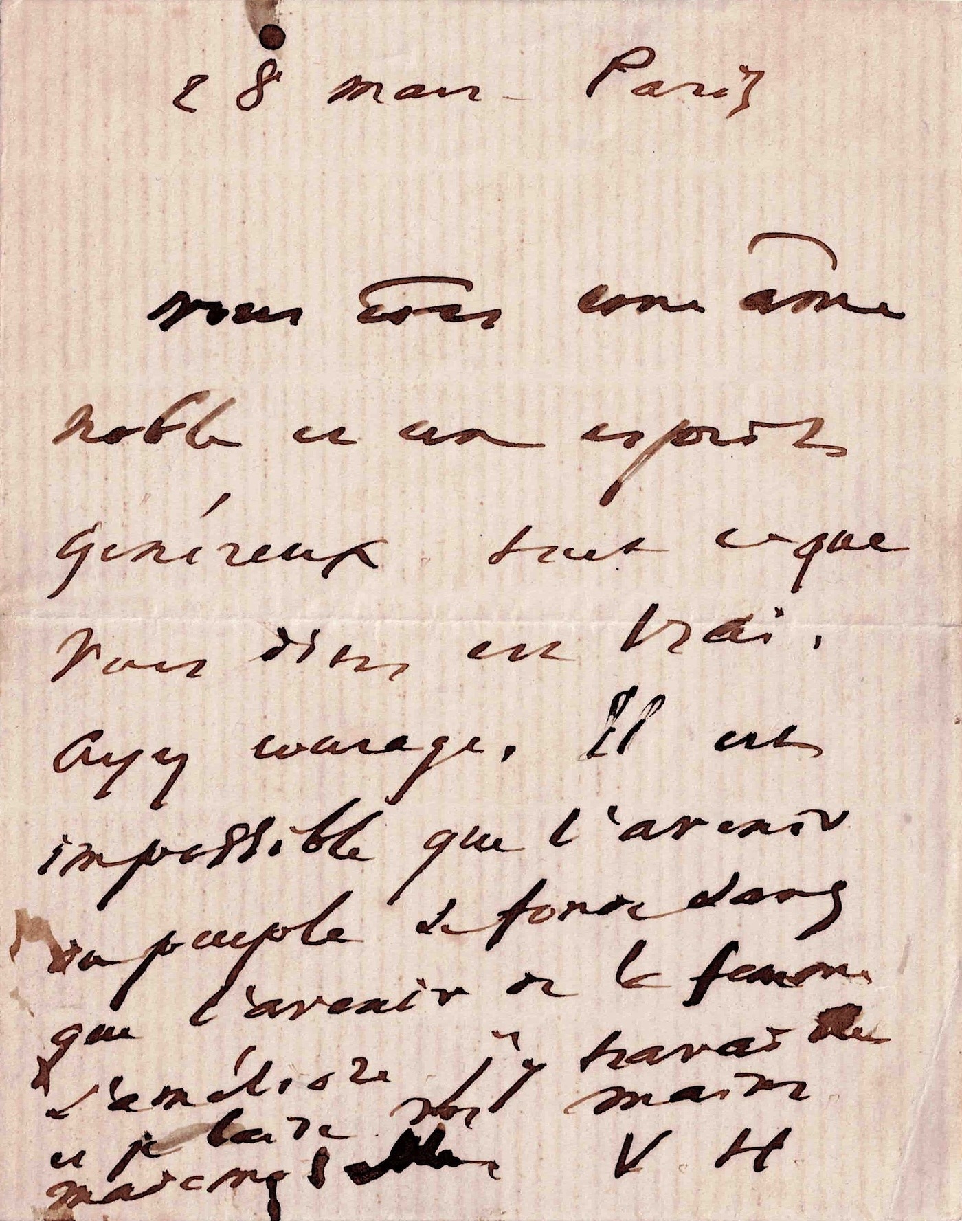 Victor HUGO défend la cause féminine et la fraternité des peuples.