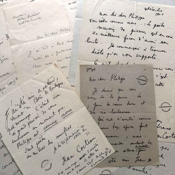 Jean Cocteau - Serie di nove lettere autografe firmate. 1918-56