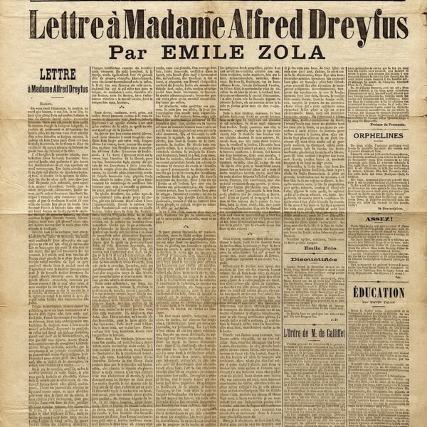 [ASUNTO DREYFUS] - Émile ZOLA - "Carta a Madame Alfred Dreyfus".