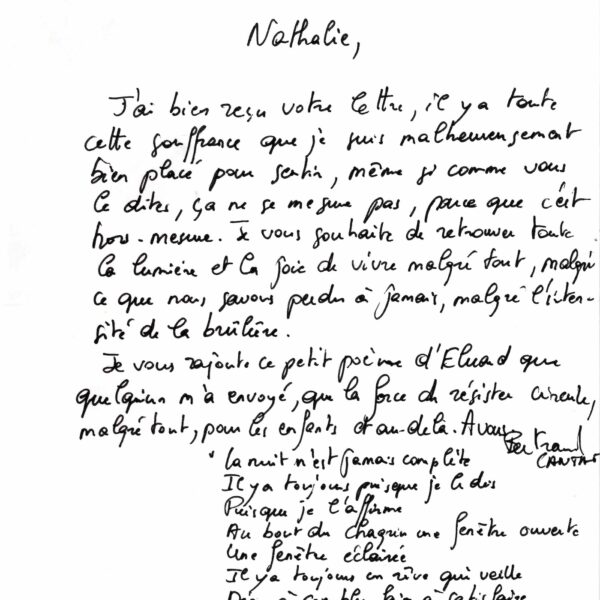 Bertrand CANTAT, condamné pour homicide, cite Éluard depuis sa geôle.