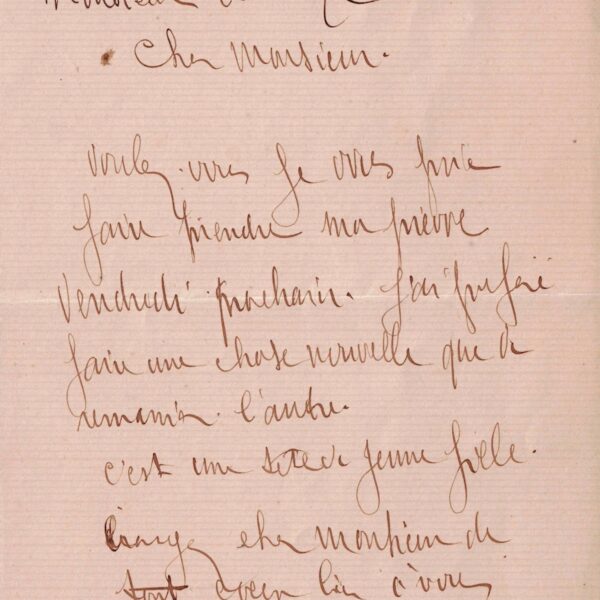 Eugène CARRIÈRE - Deux lettres sur ses travaux lithographiques.