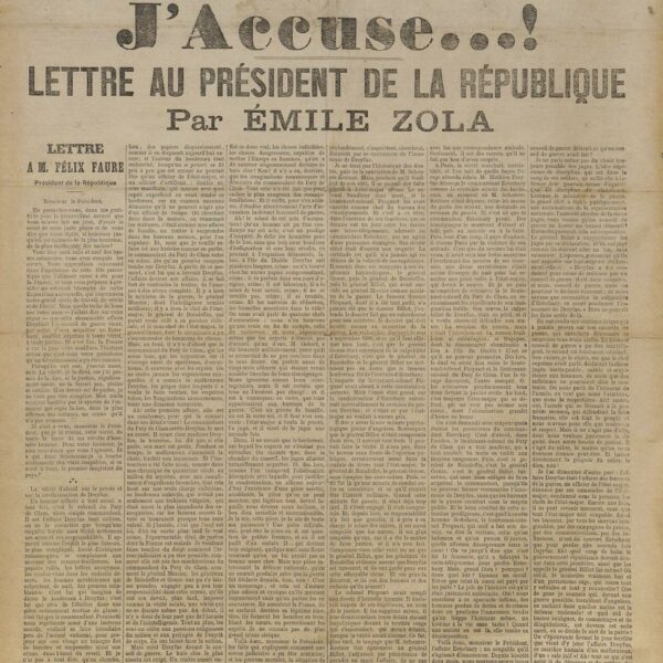 [AFFAIRE DREYFUS] – Émile ZOLA – Édition originale de « L’Aurore ». 1898