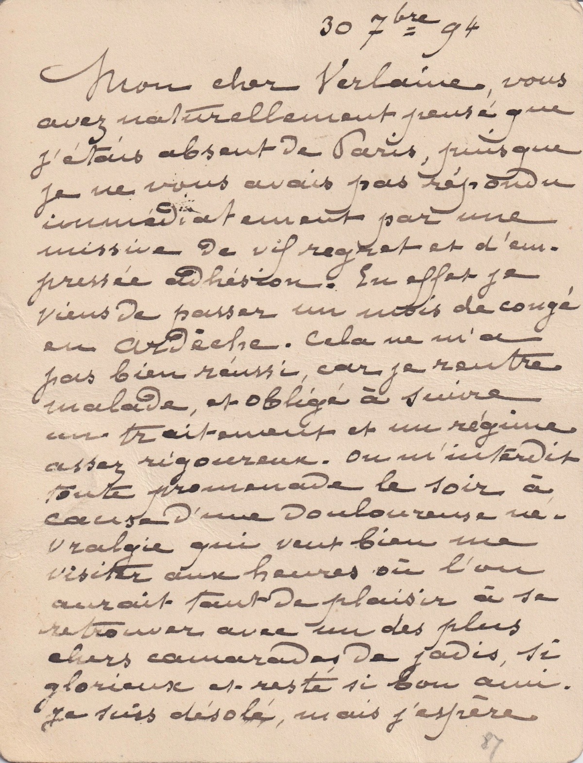 Léon DIERX bedauert, seinen parnassischen Freund Paul VERLAINE nicht gesehen zu haben.