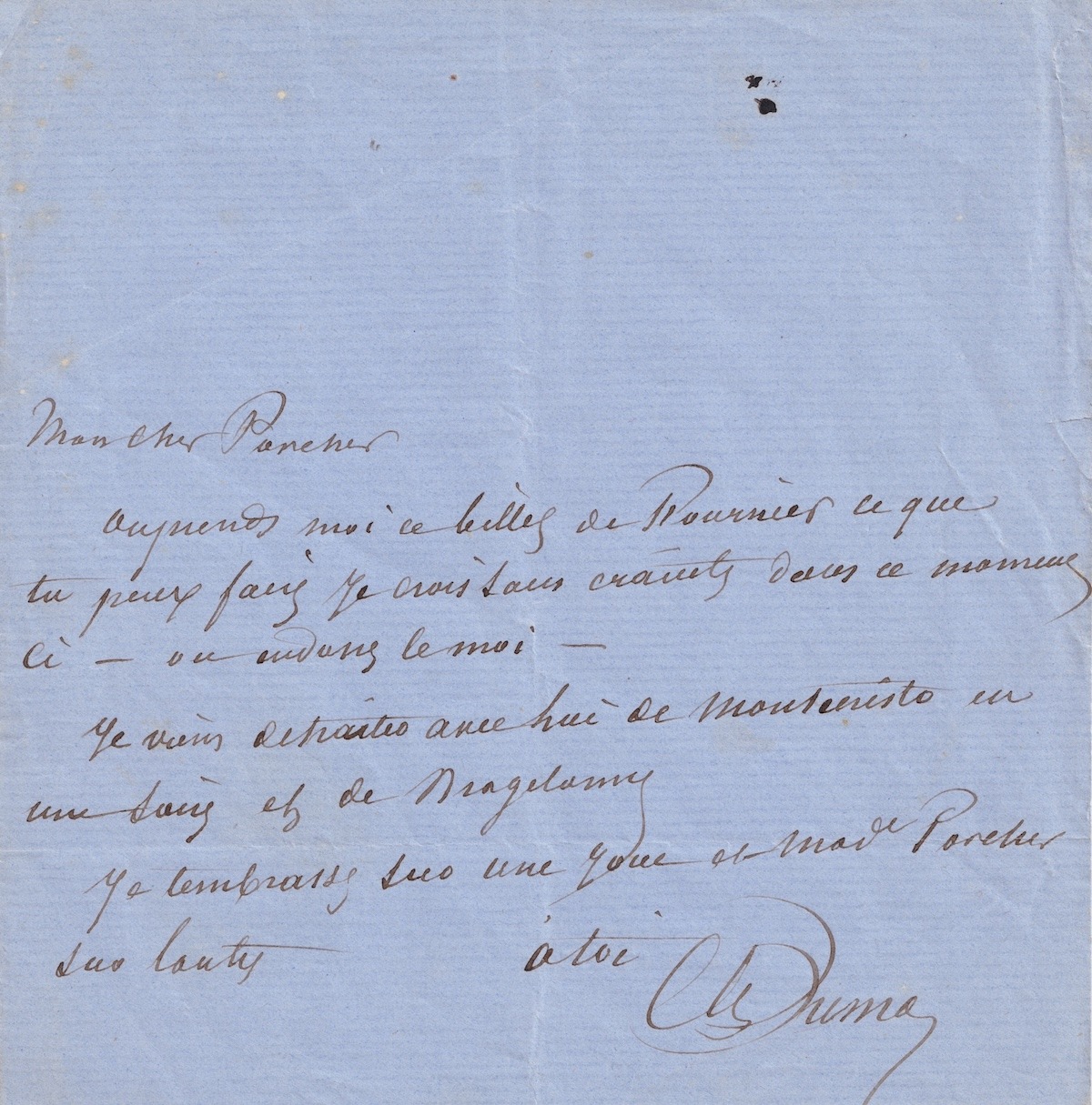 Alexandre DUMAS souhaite adapter "Le Comte de Monte-Cristo". 1851.