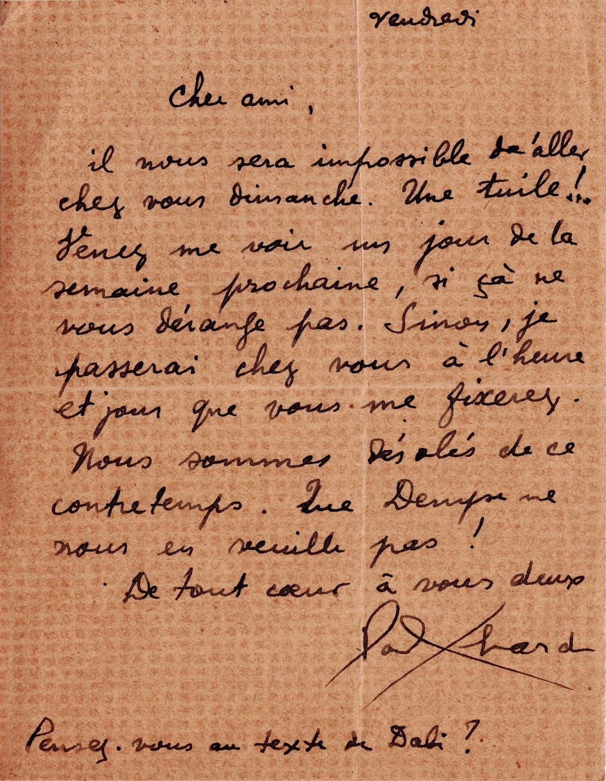 Paul ÉLUARD s'inquiète des futures publications de Salvador DALI.