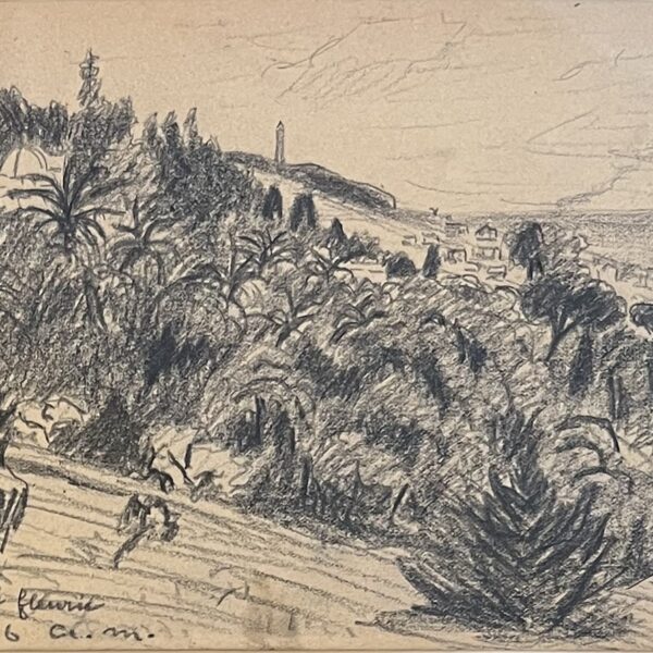 Albert MARQUET - Dessin original - Chemin côte fleurie à Trouville. 1926.